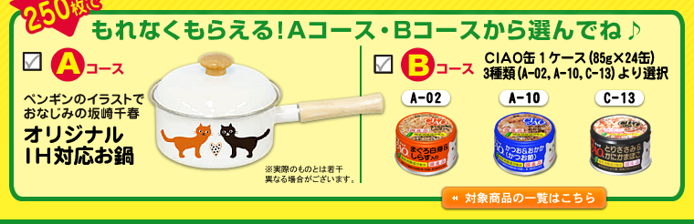 250枚でもれなくもらえる！A・Bコースから選んでね♪