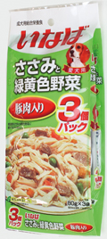 ささみと緑黄色野菜 豚肉入り3個パック