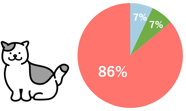 歯みがきをしていないねこちゃん86％